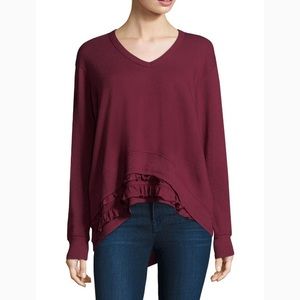 Wilt | Ruffle V-Neck Asymmetric Sweatshirt S